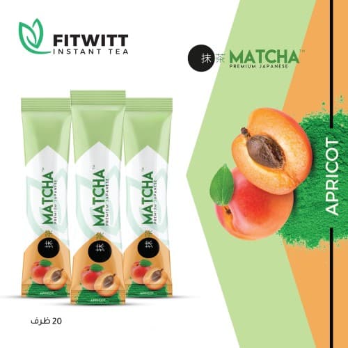 FITWITT Premium Japanese Matcha Apricot Flavor - 20 Sachets
